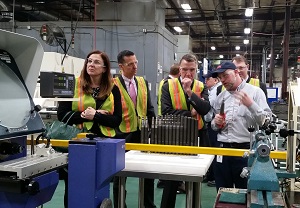Governor Phil Scott tours NSK Steering Systems America Inc. in Bennington on March 6, 2017.